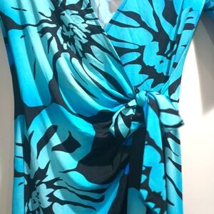 New Cache Blue and Gray Patterned Dress